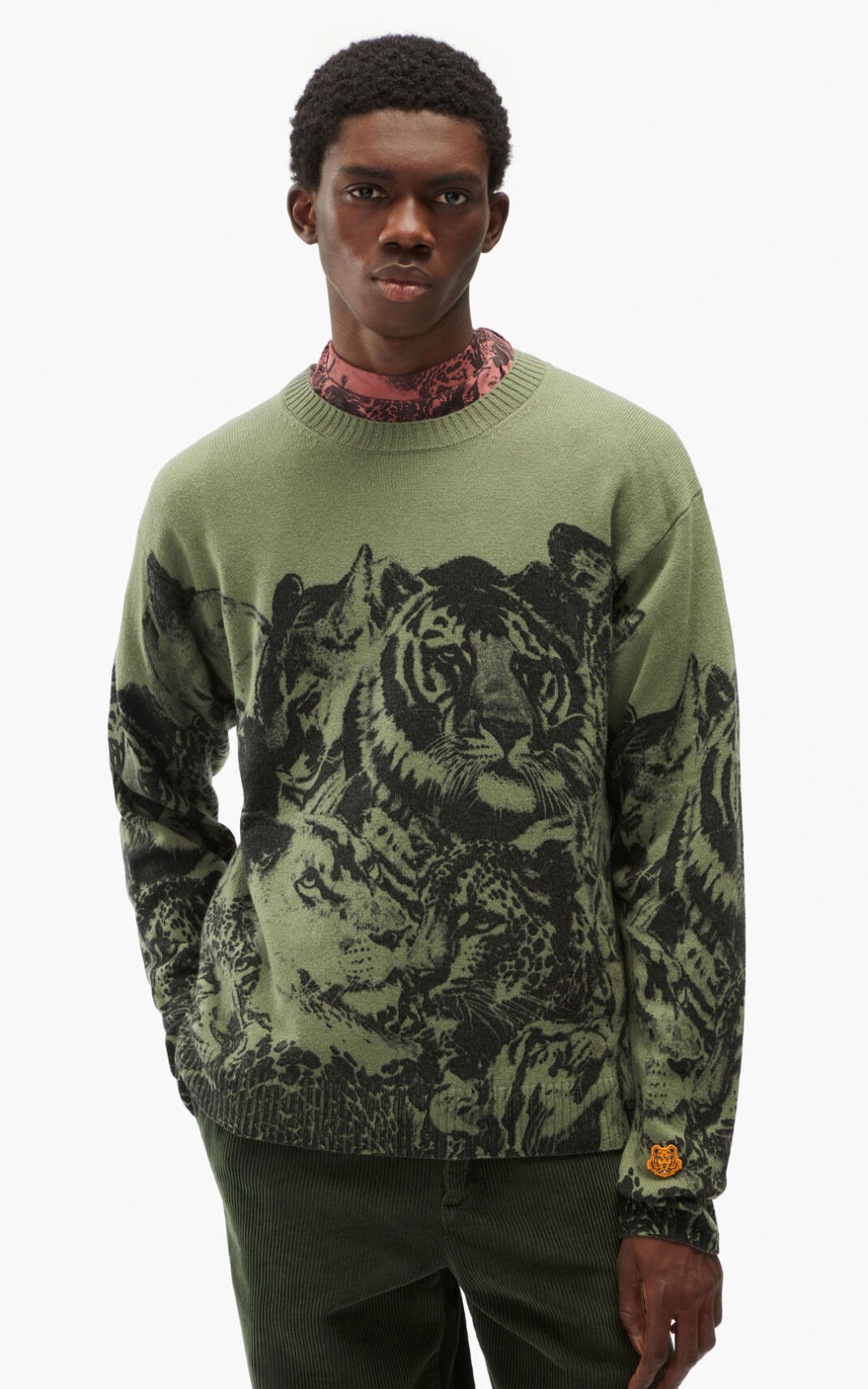 Kenzo Wildtigers loose wool Jerseys Hombre Verde Claro | 8936214-KT